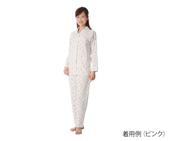 7-5512-02 楽らくパジャマ柄タイプ（スムース） 婦人用 ブルー M No905神戸生絲