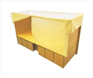 【大型商品※送料別途】【簡易組立必要】7-571-02 プライバシーパネル付き段ボールベッド ひらいてポン カーテンカバー付 M