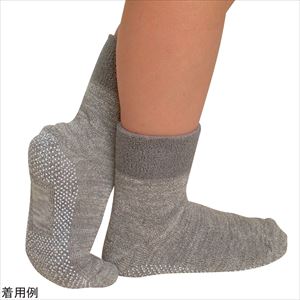 7-6669-06 ハッピーノソックス（すべり止め付き）22～26cm グレー 9025ハッピーおがわ