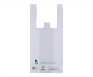 【グリーン購入法】7-674-01 取って付きポリ袋（バイオマス25度） 160×340×0.012mm 100枚入 No.8伊