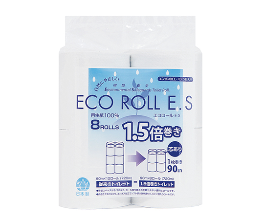 【グリーン購入法】7-6919-01 トイレットペーパー ECO ROLL E.S 8ロール入 ES90太洋紙業