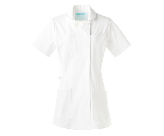 7-7261-01 動体裁断シリーズ レディスジャケット（半袖） ホワイト×ホワイト S 980-10アプロン