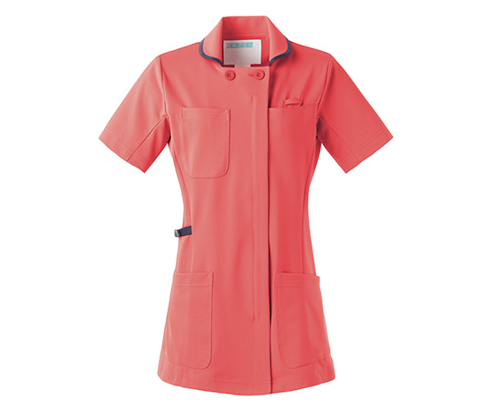 7-7266-03 動体裁断シリーズ レディスジャケット（半袖） オレンジ×ネイビー L 980-44アプロン