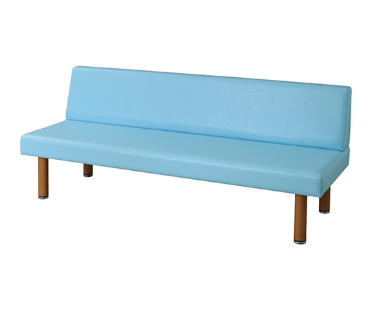 【簡易組立必要】7-7680-01 ロビーベンチ（背付き・木目調） スカイブルー 1700SB-Hナビス(アズワン)