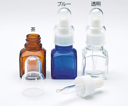 7-8152-01 スポイト薬瓶（オーバーキャップ付き） 9mL 茶 G-04堀内製作所