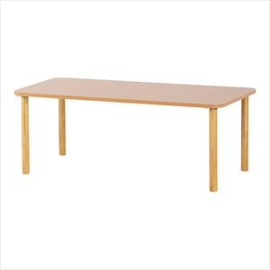 【組立必要】7-9121-01 メラミンテーブル（抗ウイルスメラミン天板テーブル）長方形6人掛け ライトブラウン TM4-K18