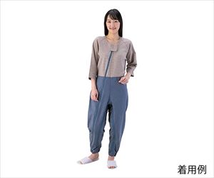 7-9336-03 つなぎねまき ビンテージツイル WファスナーII型ホックカバー付 千鳥ブルー L 4600松本ナース産業