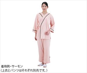 7-9691-03 ニット検診衣パンツ（男女兼用） サーモン L 302-43 Lサンアロー