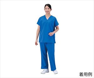 7-9704-06 手術衣（男女兼用スクラブ） ブルー 4L 136-91 4Lサンアロー