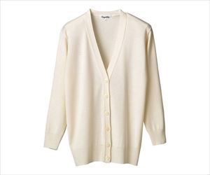 7-9742-03 抗ピル長袖ロングカーディガン ホワイト L D-1002ディーフェイズ