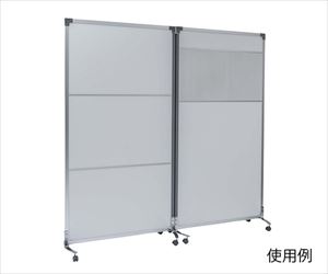 【簡易組立必要】7-9894-06 抗菌パーテーション（光透過性中空パネル） 連結 1800 全LITキャスター 岐阜プラスチッ