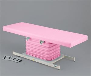 7-9932-05 カラフル電動診察台 スタンダード メモリ付 600×1800mm ピンク ATE-6018PK-Mナビス（ア