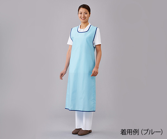 8-2526-02 入浴介助エプロン （面ファスナータイプ） ブルー／ L 402