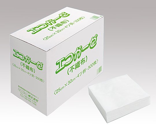 8-4890-01 エコガーゼ 4つ折り 300枚入 4ツ折