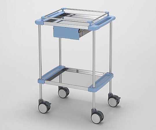 8-5116-01 回診車(ナーシングカート) 引出し付き 2段ブルー 640×450×909mm TY415-2H