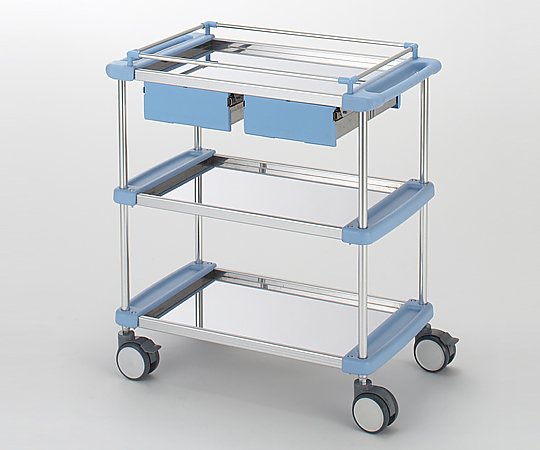 8-5116-04 回診車(ナーシングカート) 引出し付き 3段ブルー 790×450×909mm TY416-3H