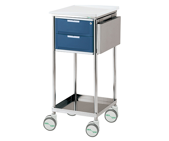 8-5893-21 ナビスメイト・トレイワゴン 補助天板付き 2段BOX ブルーナビス(アズワン)