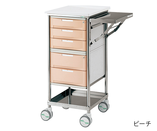 8-5893-26 ナビスメイト・トレイワゴン 補助天板付き 5段BOX ピーチナビス(アズワン)