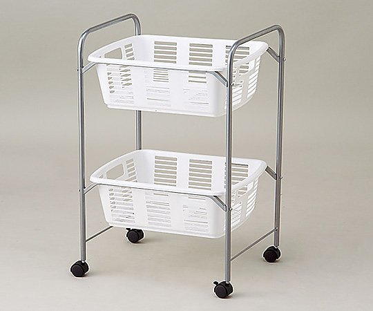 8-5958-02 脱衣カゴワゴン・ラック2段式 ホワイト キャスター有り YBW-2Cナビス(アズワン)