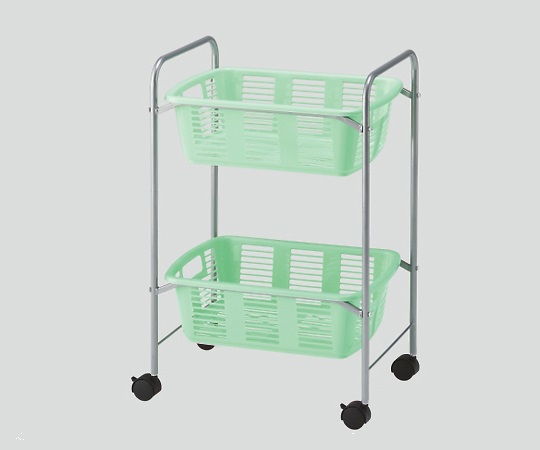 8-5958-04 脱衣カゴワゴン・ラック2段式 マスカットグリーン キャスター有り YBW-2CGナビス(アズワン)