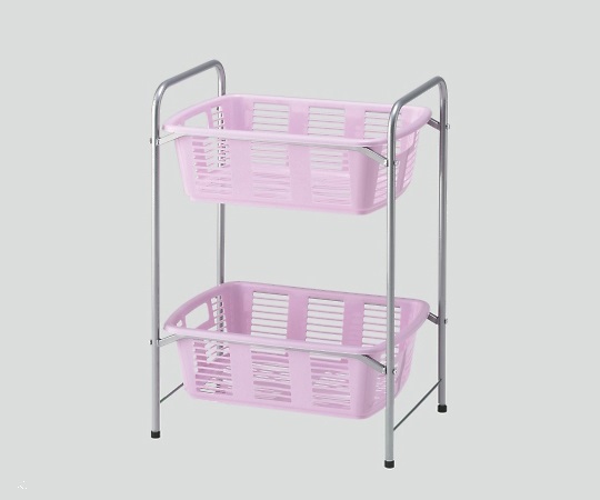 8-5958-05 脱衣カゴワゴン・ラック2段式 ラベンダーピンク キャスター無し YBW-2Pナビス(アズワン)