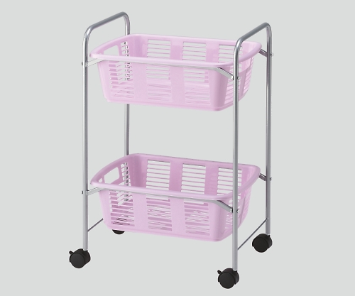 8-5958-06 脱衣カゴワゴン・ラック2段式 ラベンダーピンク キャスター有り YBW-2CPナビス(アズワン)