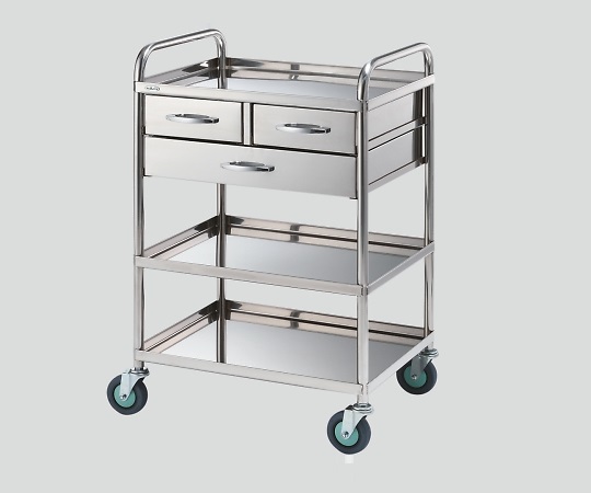 8-6457-03 とっても静かな枠付き回診車(2段引出し) 2段 603×453×802 TS6045Xナビス(アズワン)