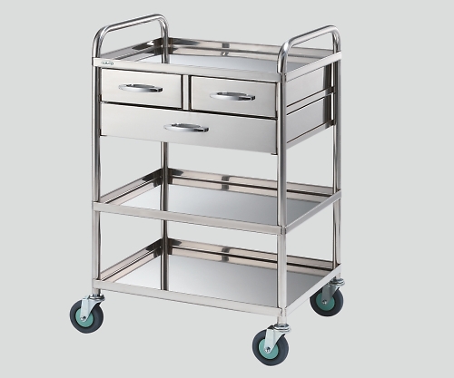 8-6457-04 とっても静かな枠付き回診車(2段引出し) 3段 603×453×942 TS6045Yナビス(アズワン)