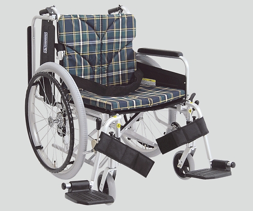 8-6722-01 車いす（アルミ製） スイングイン・アウト 緑チェック NKA822-40B-M A9カワムラサイクル
