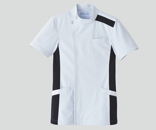 8-6854-06 メンズジャケット半袖 サックス×ネイビー 4L 094-21アプロン 8-6854-06 メンズジャケット半袖 サックス×ネイビー 4L 094-21アプロン