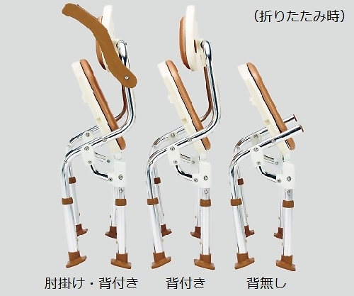 8-7014-02 折りたたみシャワーベンチ（ソフテック） 肘掛け・背付き ブルー SBF-10BLマキテック