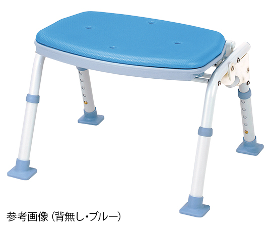 8-7014-02 折りたたみシャワーベンチ（ソフテック） 肘掛け・背付き ブルー SBF-10BLマキテック