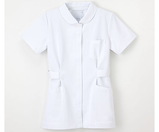 8-7782-03 伸縮性に優れたナースウェア （ジャケット／半袖） ホワイト／L HO-1912ナガイレーベン