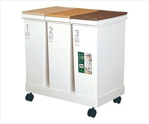 8-8792-21 資源ゴミ横型3分別ワゴン 672088アスベル