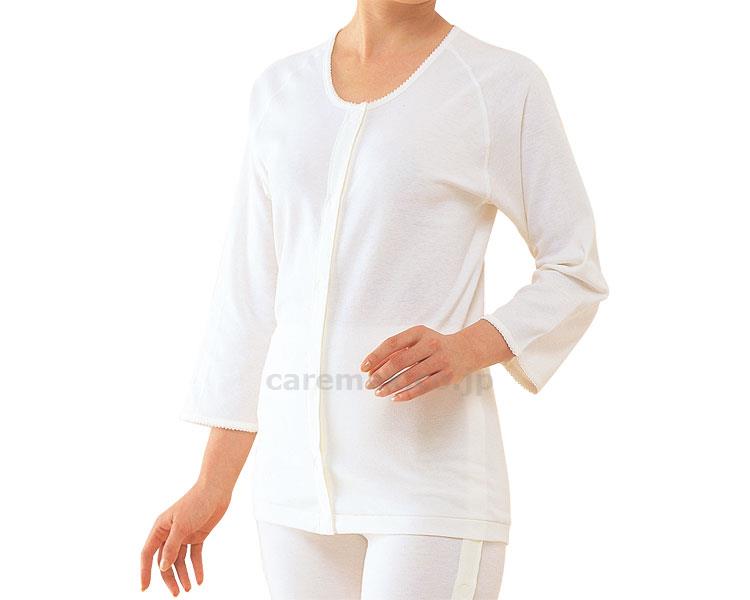 (U0085)ワンタッチ肌着 婦人用 前開き7分袖 ホック式 / No.50F M オフホワイト【販売単位:1】(cm-2021