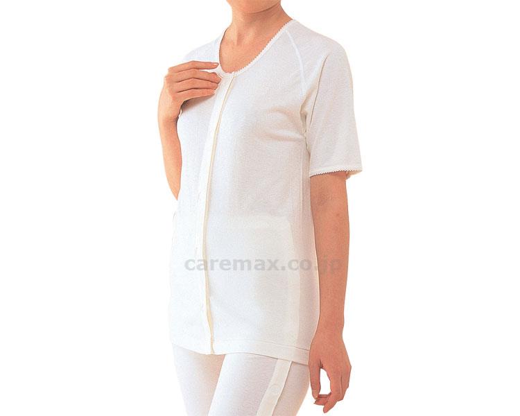 (U0085)ワンタッチ肌着 婦人用 前開き5分袖 ホック式 / No.51F L オフホワイト【販売単位:1】(cm-2021