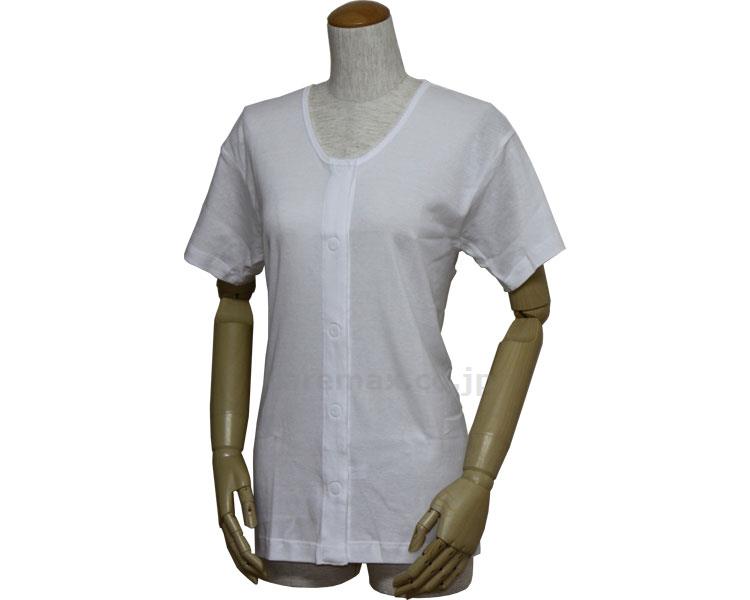 (U0270)婦人用三分袖前開きシャツマジックテープ式43253-22枚組M・L/白M(cm-248851)【販売単位:1】