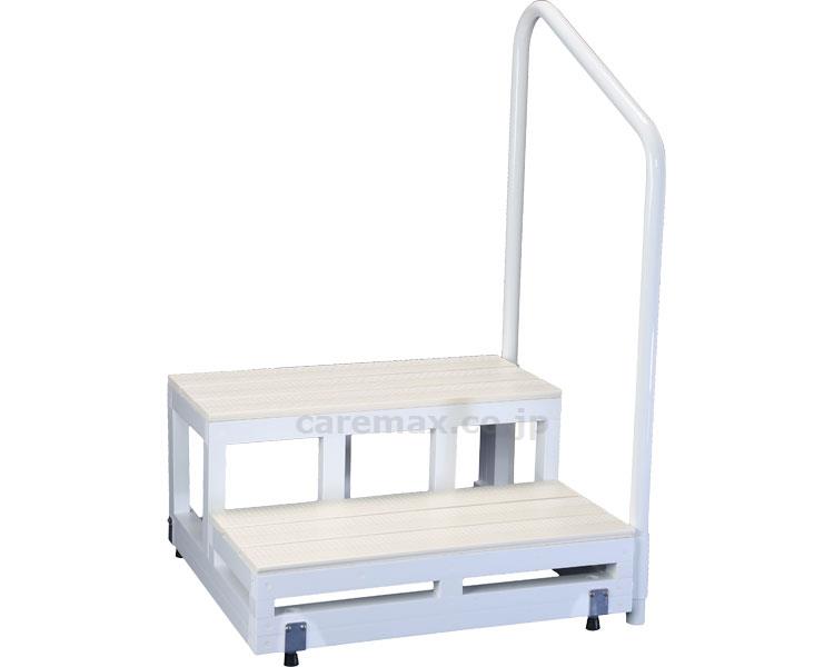 【※法人・施設限定・送料別途】(R0555)バリアフリー踏台 2段手すり付 高さ17cm / F2-1T H17×2段 アイボリ