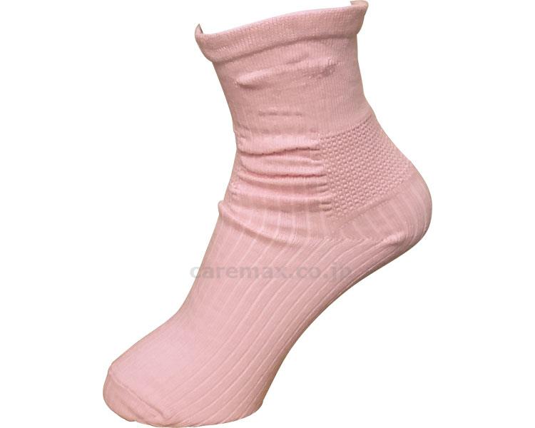 (U0366)前にずれないゴムなし靴下/ピンク22～24cm(cm-276354)【販売単位:1】