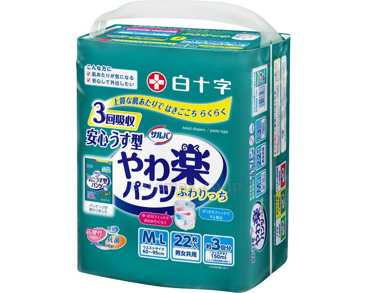 【※法人・施設限定・送料別途】サルバDパンツやわらかスリムうす型スーパー / 35488 M-L 22枚【販売単位:3】(cm-