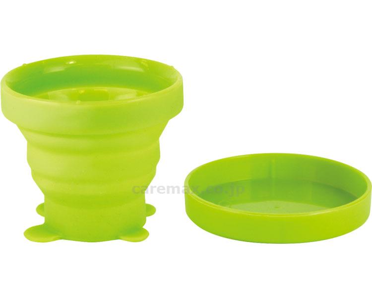 【※定価販売厳守・価格統制】たためる動物コップ カエル / W-488G グリーン(cm-297052)[個]