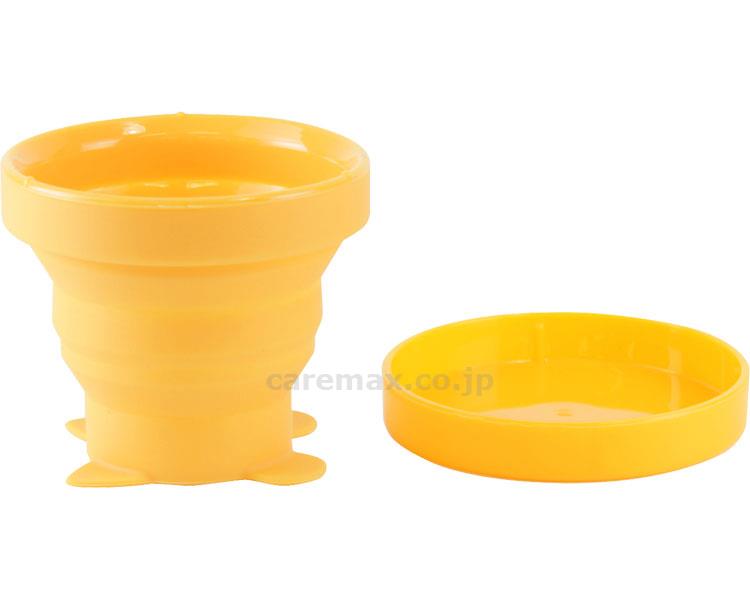 【※定価販売厳守・価格統制】たためる動物コップ ネコ / W-488Y イエロー(cm-297053)[個]