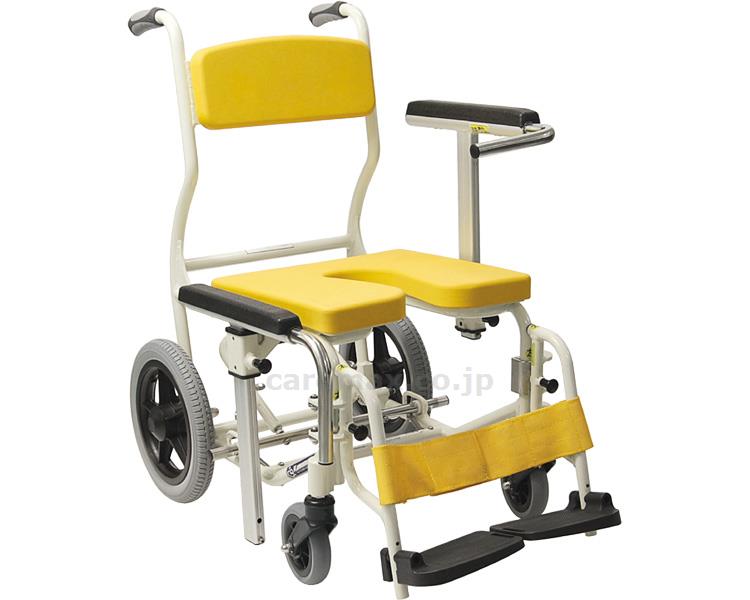 【※法人・施設限定・送料別途】(S0666)シャワー用車いす U型 / KS12 イエロー【販売単位:1】(cm-308945)