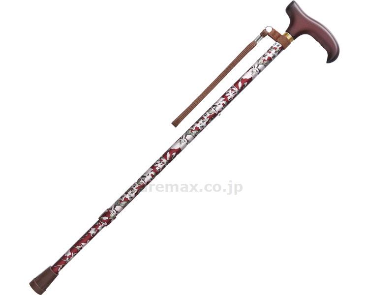(W1533)ステッキベーシック伸縮S/WB3717花柄赤(cm-310472)【販売単位:1】