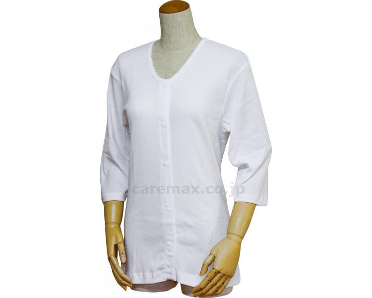 (U0396)婦人前開き七分袖シャツ（プラスチックホック式）/43261白4L(cm-323518)【販売単位:1】