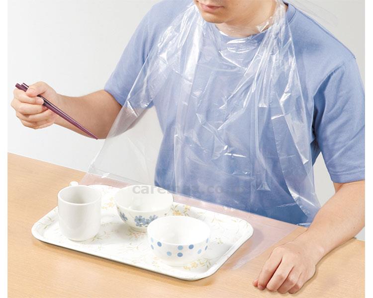 (E1480)使い捨て食事用エプロンポケット付透明/7374060枚入(cm-328267)【販売単位:1】