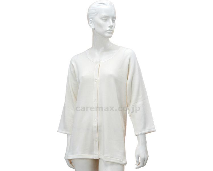 (U0683)厚手婦人のびのびワンタッチ肌着7分袖（ホック付）/BM6FオフホワイトM-L秋冬用(cm-338928)【販売単位