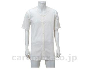 (U0084)ワンタッチ肌着 紳士用 前開き5分袖 ボタン式 / No.2V L オフホワイト【販売単位:1】(cm-33893