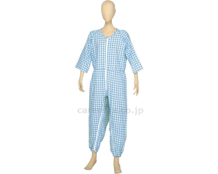 らくらく介護ねまき 背開 フック付 / 4200 3L ブルー【販売単位:1】(cm-345554)(cm-345554)[1枚