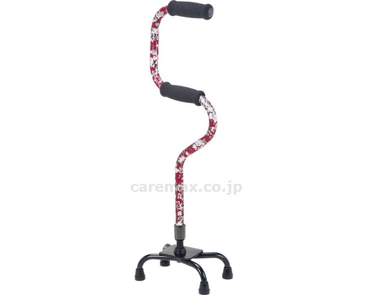 2段階4点支柱杖 軽量タイプ / OT-37RE 赤花柄【販売単位:1】(cm-372627)(cm-372627)[1本]